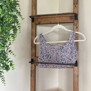purple flower crop top